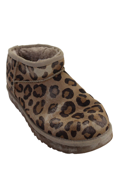 Ugg Womens Animal Print Ultra Mini Ankle Boots Brown Size 8