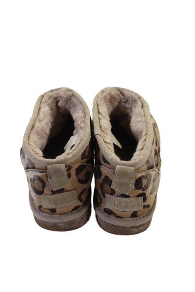 Ugg Womens Animal Print Ultra Mini Ankle Boots Brown Size 8