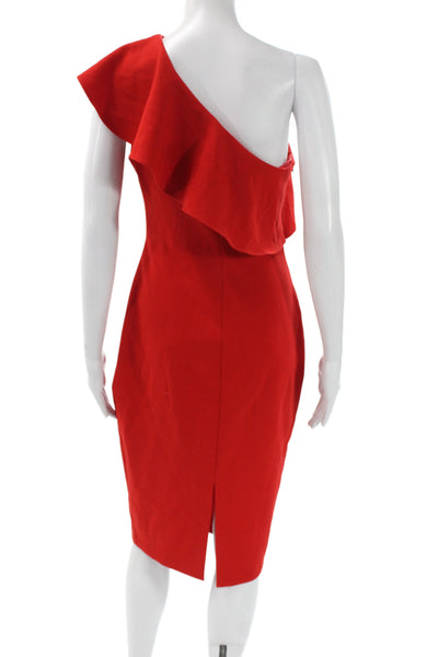 Likely Womens Sheath Cocktail Dress Red One Shoulder Short Size 6