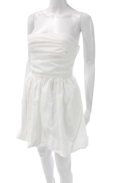 Amanda Uprichard Womens Strapless Mini Dress White Zip Sleeveless Size M