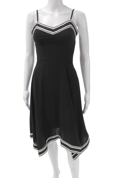 Ted Baker London Women Fit & Flare Black Striped Midi Dress Sleeveless Size 0