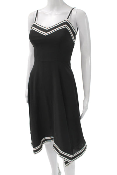 Ted Baker London Women Fit & Flare Black Striped Midi Dress Sleeveless Size 0