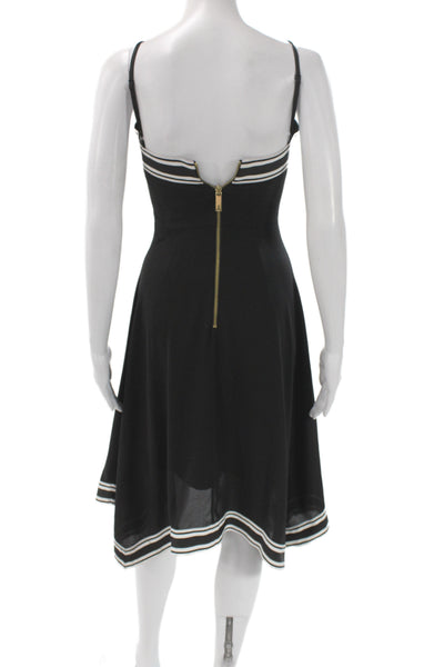 Ted Baker London Women Fit & Flare Black Striped Midi Dress Sleeveless Size 0