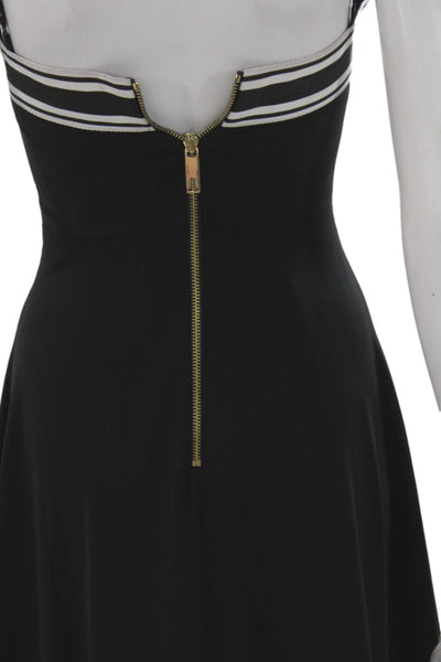 Ted Baker London Women Fit & Flare Black Striped Midi Dress Sleeveless Size 0