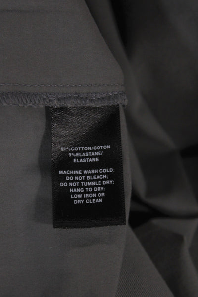 Lafayette 148 New York Women Shirt Dress Gray Collared Button Midi Size XS