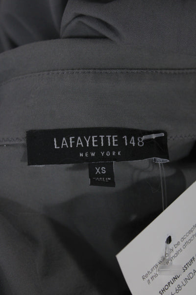 Lafayette 148 New York Women Shirt Dress Gray Collared Button Midi Size XS