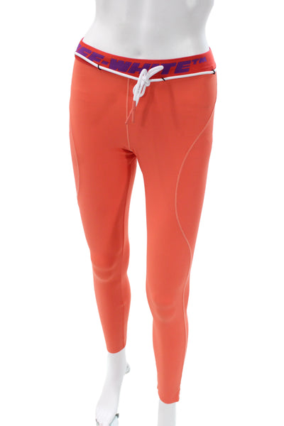 Off White Women Ankle Leggings Orange 41% Elastane Athleisure Size S