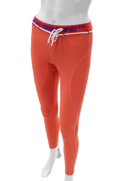 Off White Women Ankle Leggings Orange 41% Elastane Athleisure Size S