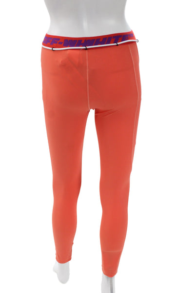Off White Women Ankle Leggings Orange 41% Elastane Athleisure Size S