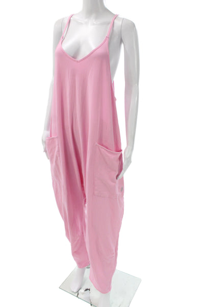 FP Movement Women Jumpsuit Pink Cotton V-Neck Sleeveless Petites Size S