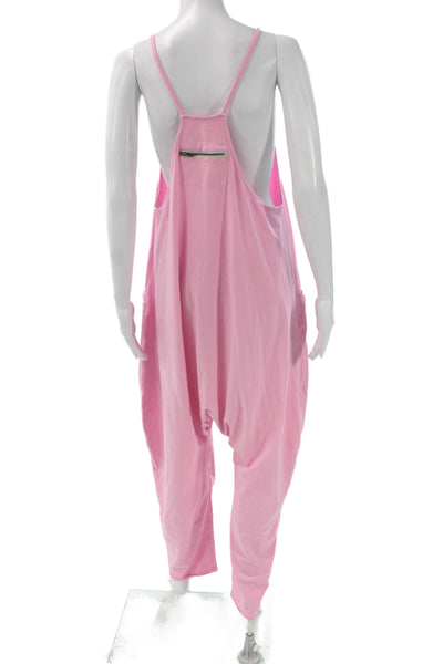 FP Movement Women Jumpsuit Pink Cotton V-Neck Sleeveless Petites Size S