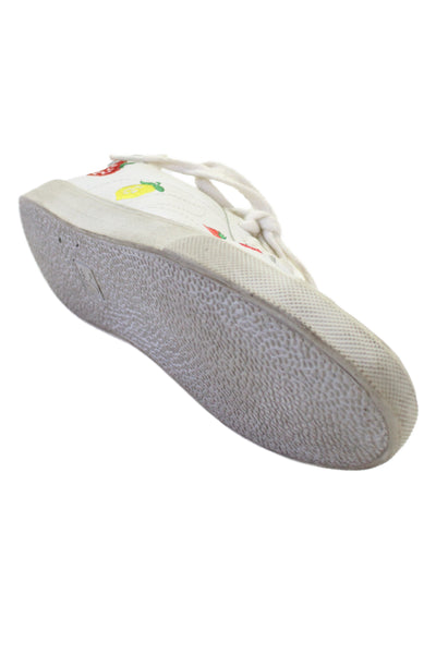 Veja Women's Leather Lace-Up Fruit Print Low-Top Sneakers White Size 6