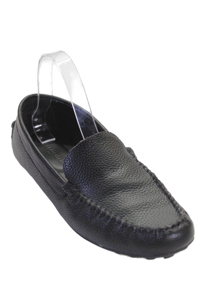 Karl Lagerfeld Women's Leather Round Toe Slip-On Loafers Shoes Black Size 8