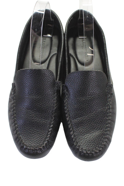 Karl Lagerfeld Women's Leather Round Toe Slip-On Loafers Shoes Black Size 8