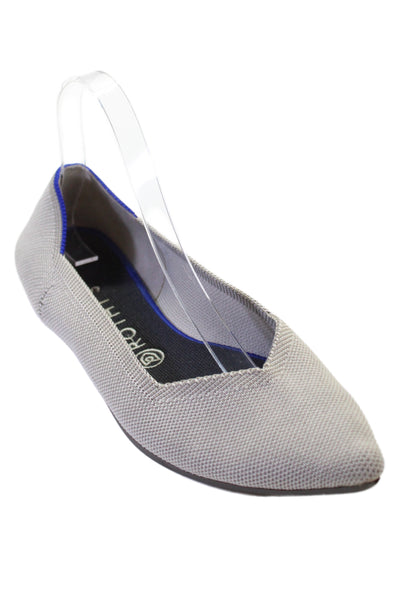 Rothys Women's Pointed Toe Slip-On Mary Jane Flat Shoes Gray Size 8