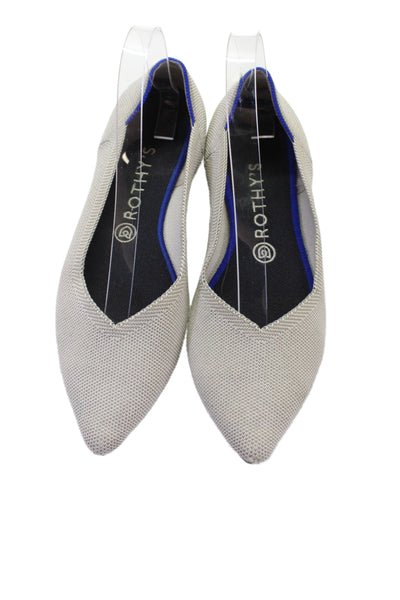 Rothys Women's Pointed Toe Slip-On Mary Jane Flat Shoes Gray Size 8