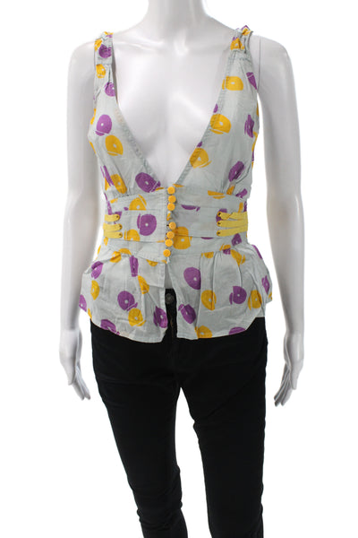 Marc Jacobs Womens Gray Floral Polka Dot V-Neck Camisole Size 4