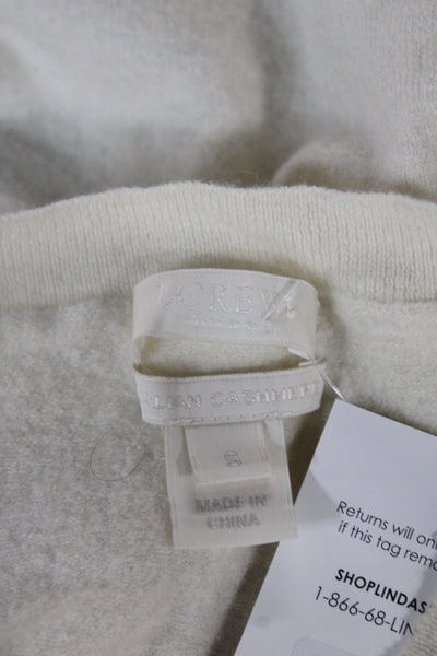 J Crew Women Ivory Italian Cashmere Pullover Crew Neck Short Sleeve Size S