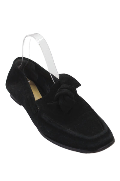 Alexandre Birman Womens Suede Knot Detail Loafers Shoes Black Size 12