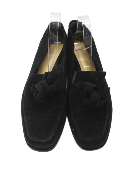Alexandre Birman Womens Suede Knot Detail Loafers Shoes Black Size 12
