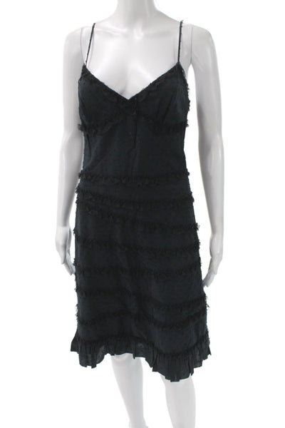 Moschino Cheap & Chic Women Black Polka Dot V-Neck Slip Dress Mini Size 6