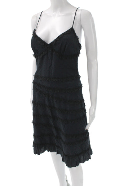 Moschino Cheap & Chic Women Black Polka Dot V-Neck Slip Dress Mini Size 6