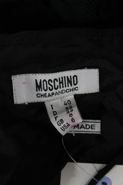 Moschino Cheap & Chic Women Black Polka Dot V-Neck Slip Dress Mini Size 6