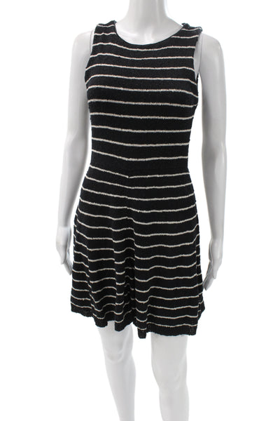 Alice + Olivia Women Fit & Flare Dress Black Striped Mini Size S