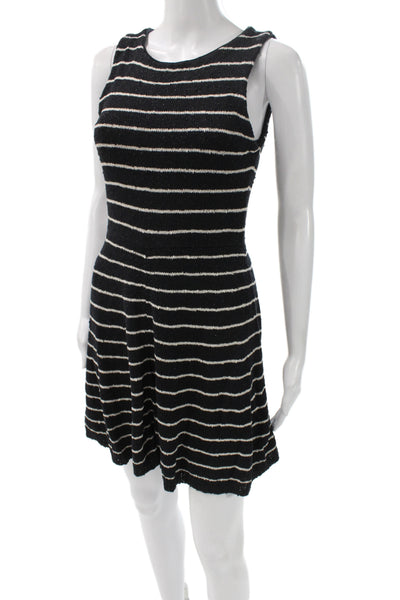 Alice + Olivia Women Fit & Flare Dress Black Striped Mini Size S