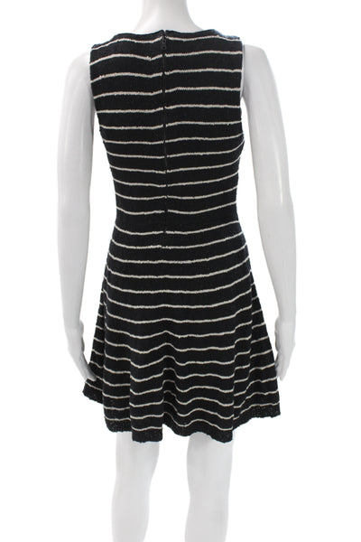 Alice + Olivia Women Fit & Flare Dress Black Striped Mini Size S