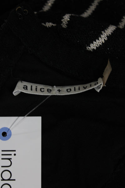 Alice + Olivia Women Fit & Flare Dress Black Striped Mini Size S