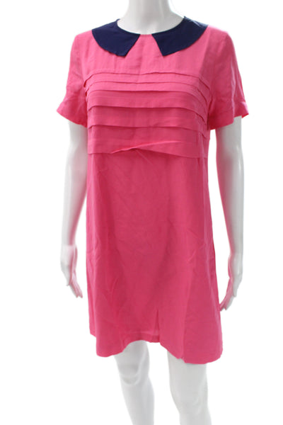 Marc By Marc Jacobs Women Pink Silk Colorblock Shift Dress Mini Size 4