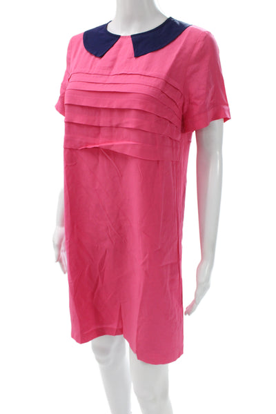 Marc By Marc Jacobs Women Pink Silk Colorblock Shift Dress Mini Size 4