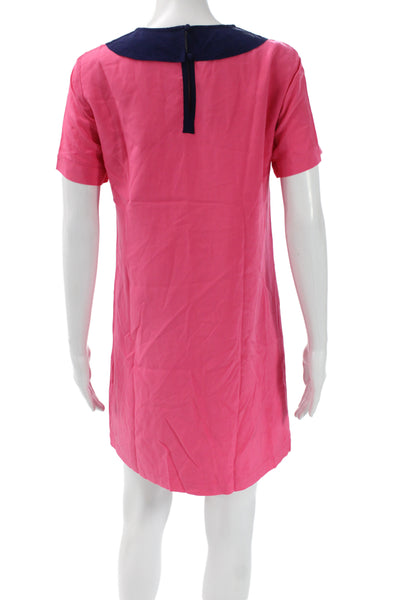 Marc By Marc Jacobs Women Pink Silk Colorblock Shift Dress Mini Size 4