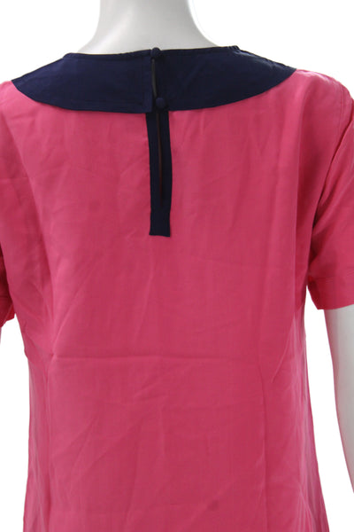 Marc By Marc Jacobs Women Pink Silk Colorblock Shift Dress Mini Size 4