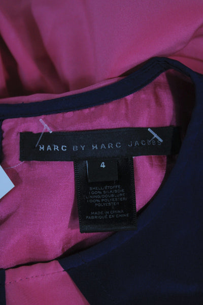 Marc By Marc Jacobs Women Pink Silk Colorblock Shift Dress Mini Size 4