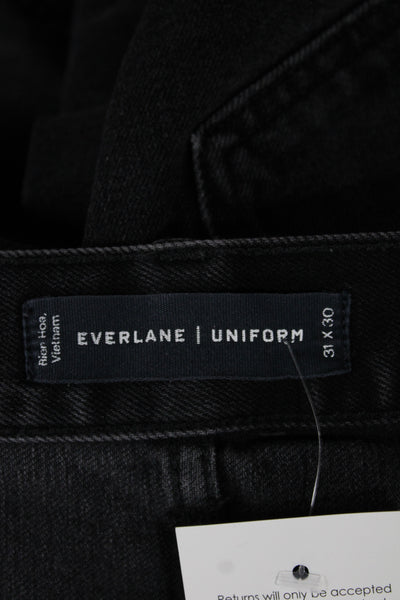Everlane Mens Straight Jeans Black High Rise Button Cotton Size 31