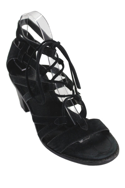 Frye Womens Suede Strappy Sandals Heels Black Size 7