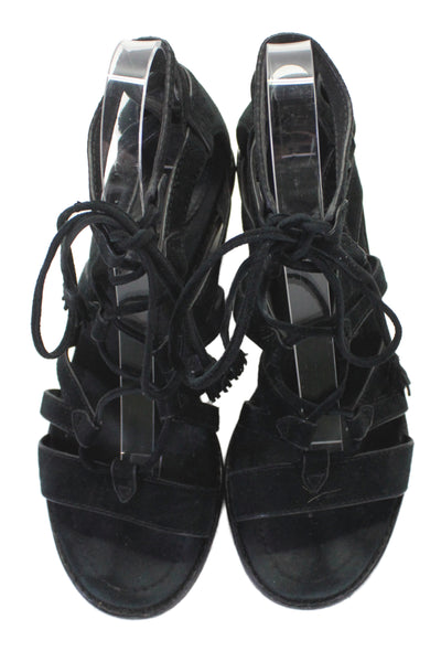 Frye Womens Suede Strappy Sandals Heels Black Size 7