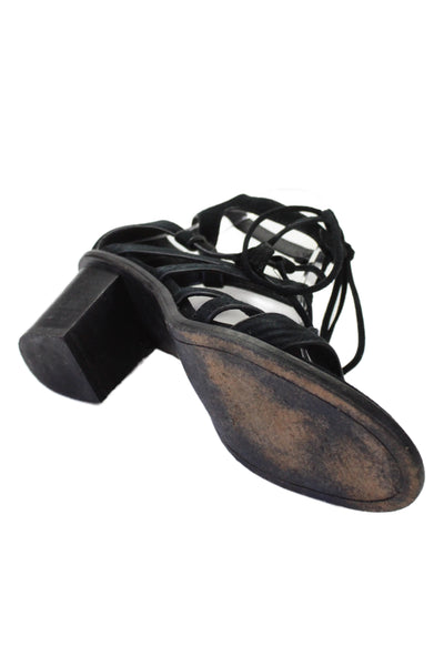Frye Womens Suede Strappy Sandals Heels Black Size 7