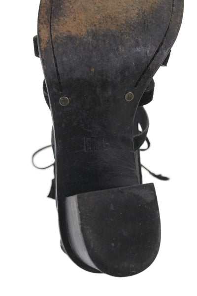 Frye Womens Suede Strappy Sandals Heels Black Size 7