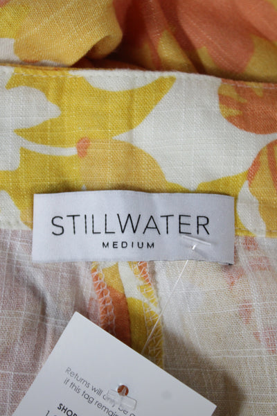 Stillwater Women Paperbag Floral Pants Multicolor Button Inseam 32 Size M