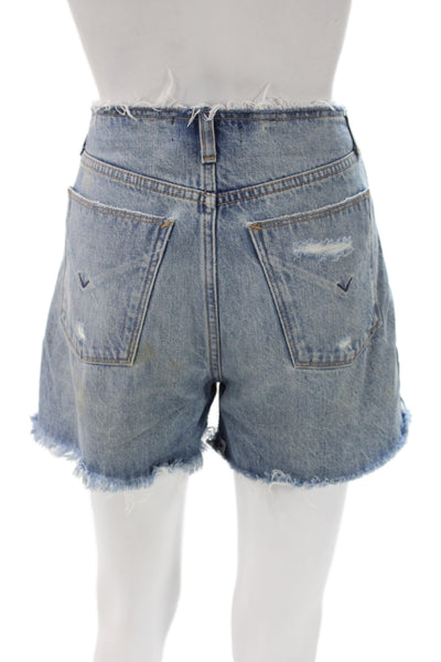 Hudson Womens Cut-Off Shorts Blue Cotton Button Size 25
