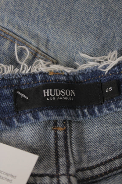 Hudson Womens Cut-Off Shorts Blue Cotton Button Size 25