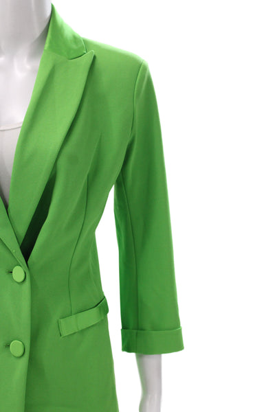 Imperial Women Pant Suit Green Polyester 3/4 Sleeve Button Business Size M