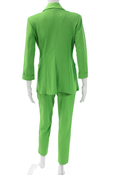 Imperial Women Pant Suit Green Polyester 3/4 Sleeve Button Business Size M