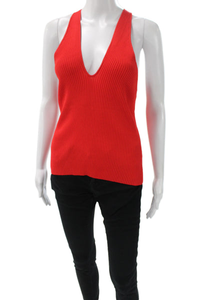 Intermix Womens Red V-Neck Camisole Rayon Solid Sleeveless Size S