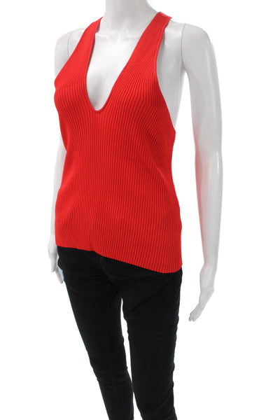 Intermix Womens Red V-Neck Camisole Rayon Solid Sleeveless Size S