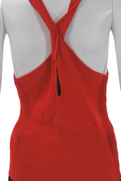 Intermix Womens Red V-Neck Camisole Rayon Solid Sleeveless Size S