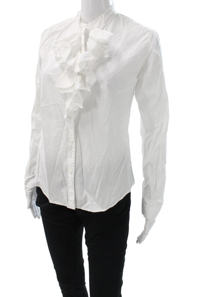 NSF Women White Cotton Collared Blouse Long Sleeve Basic Size S